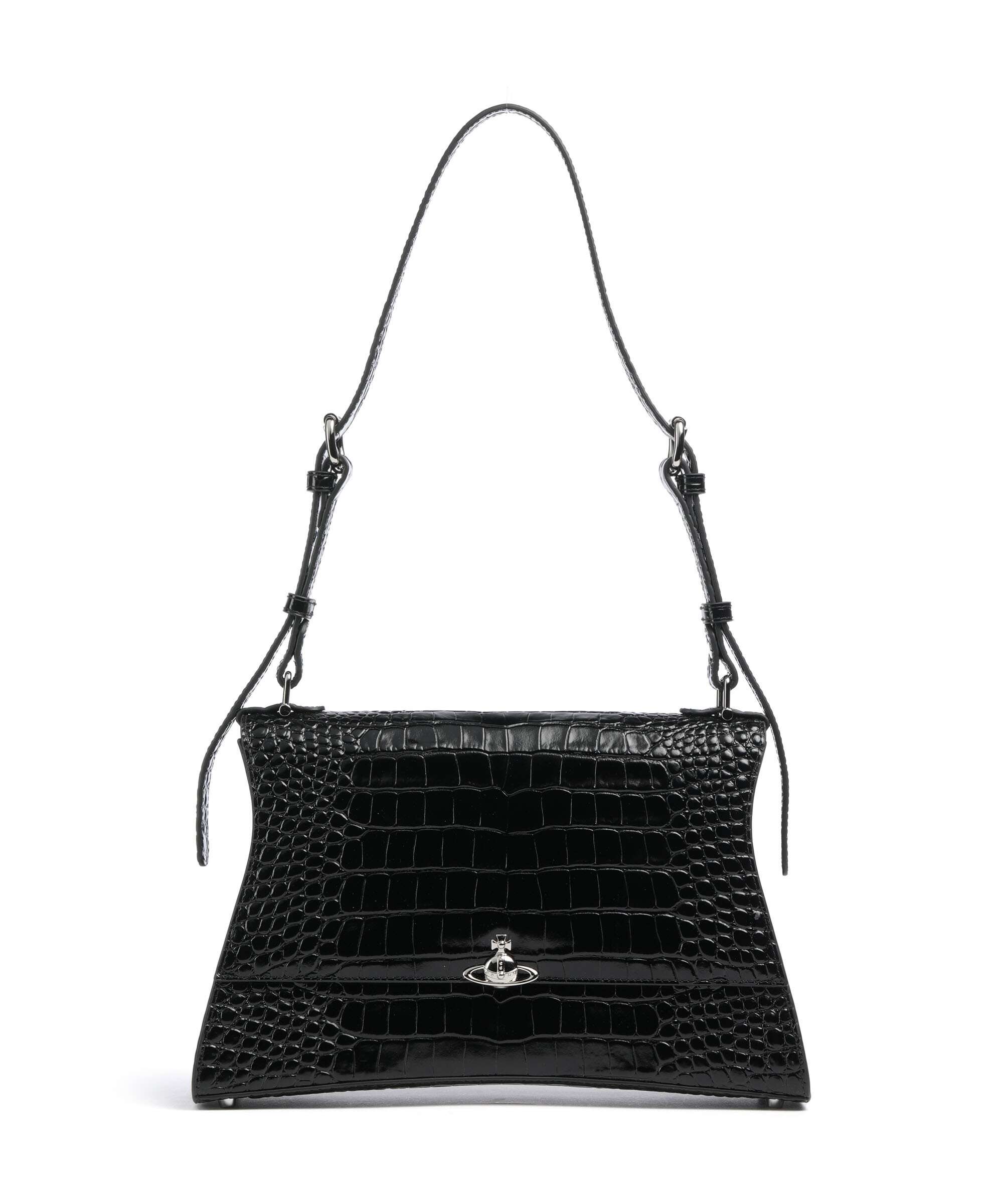 Vivienne Westwood Bianca Embossed Croc M Shoulder bag black