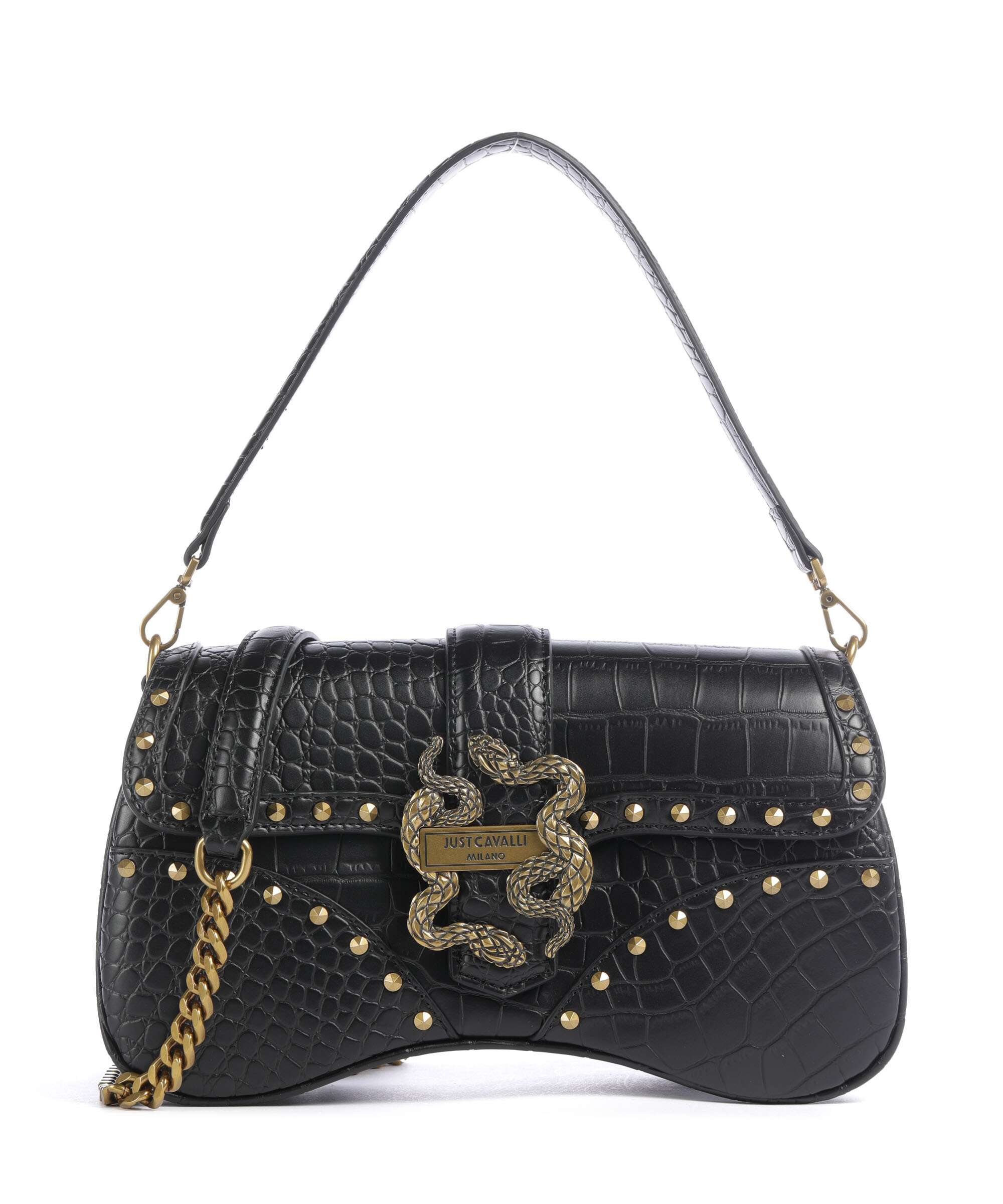 Just Cavalli Iconic Snakes Shoulder bag black