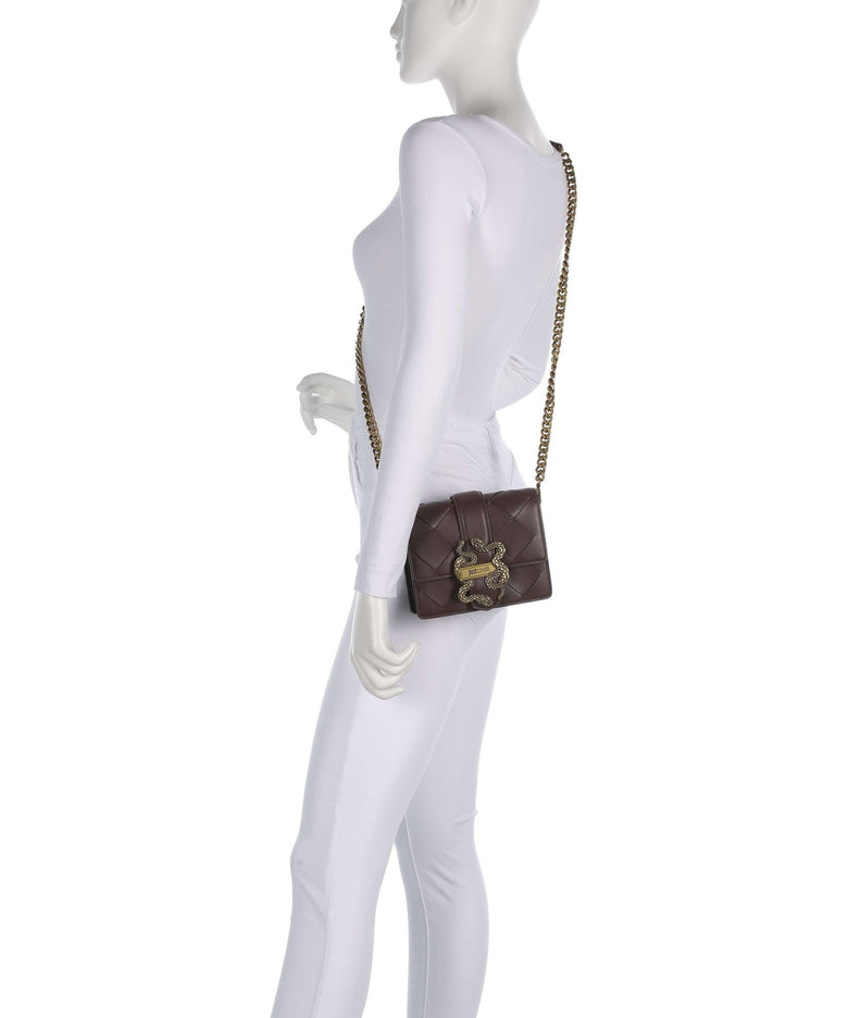 Just Cavalli Iconic Snakes Braided Crossbody bag black coffee