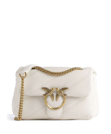 Pinko Love Puff Mini Taška přes rameno bianco seta/antique gold