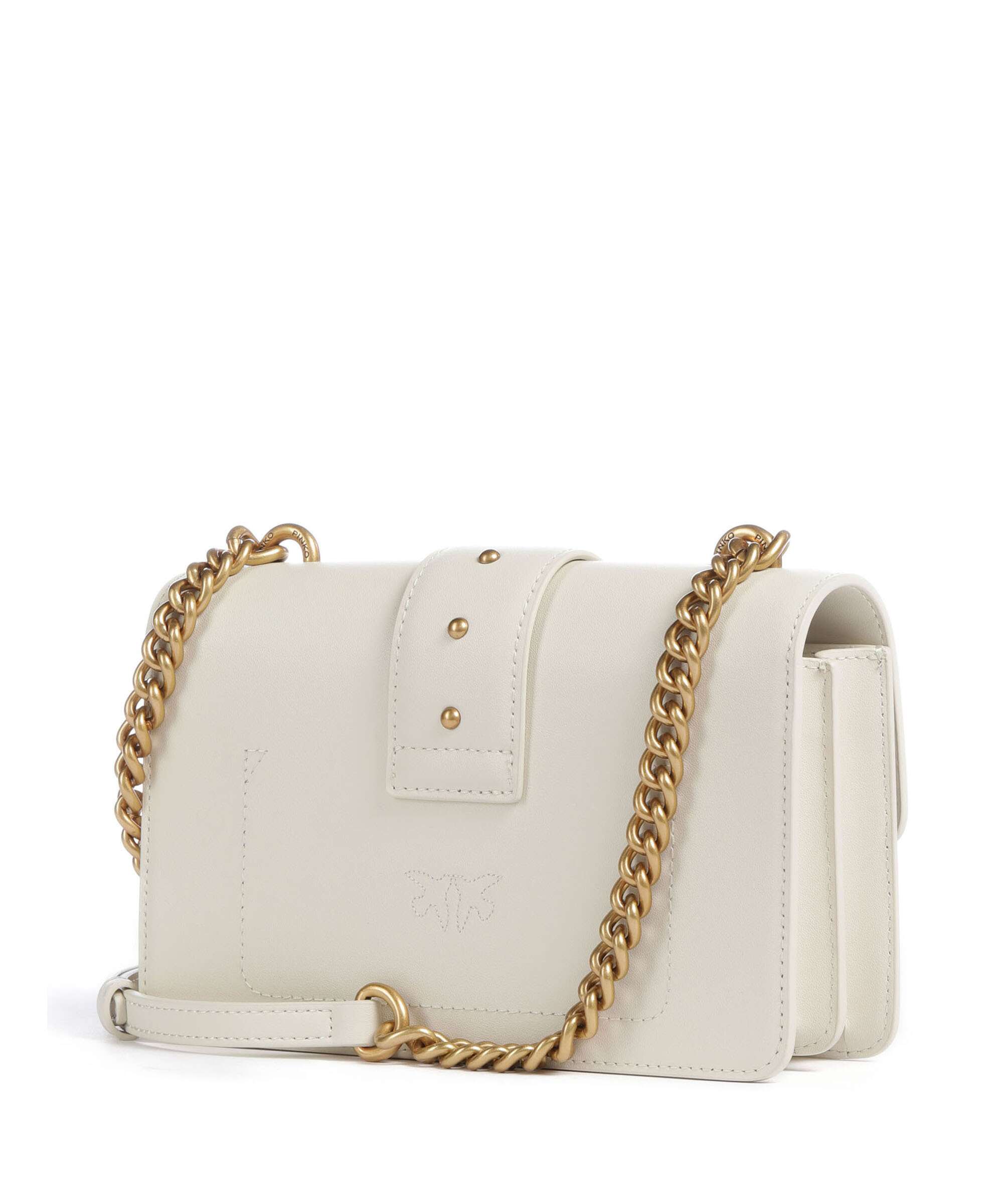 Pinko Love One Mini Crossbody bag bianco seta/antique gold