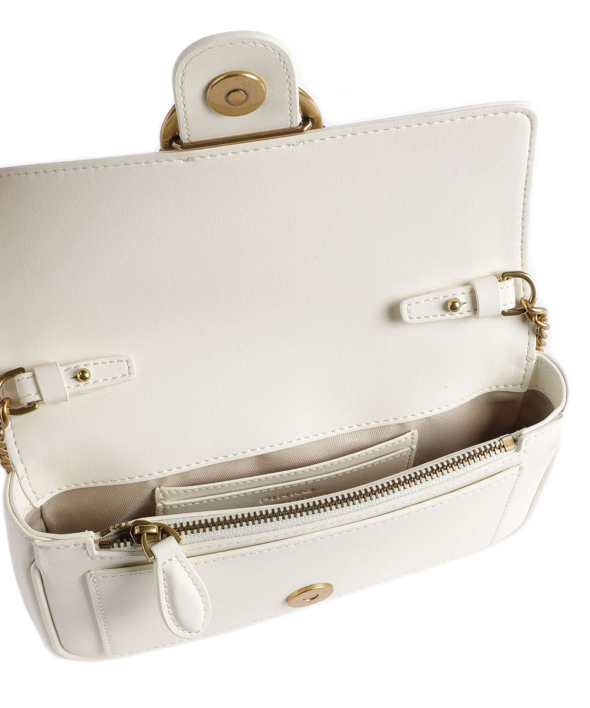Pinko Love One Pocket Wallet bianco seta/antique gold