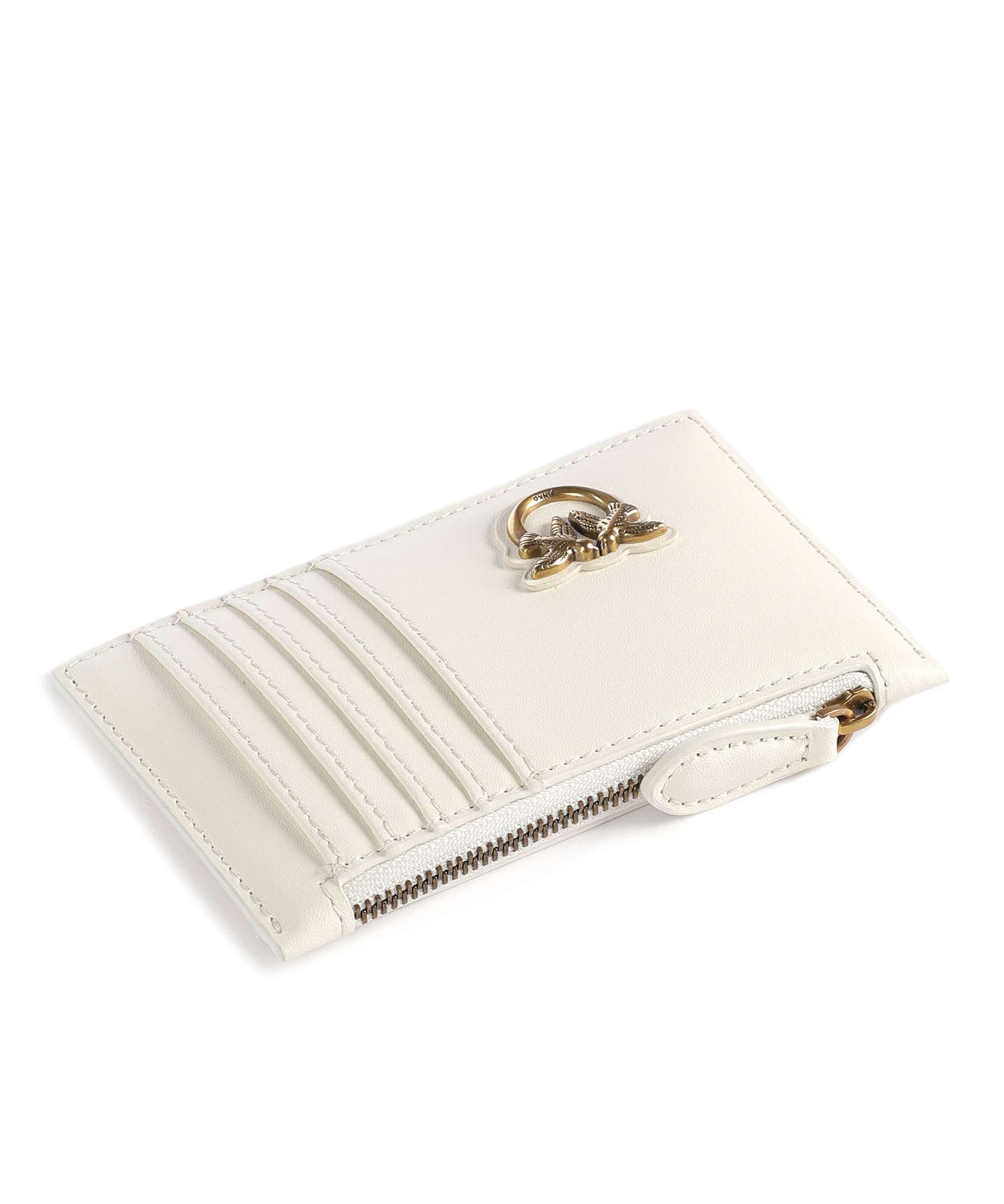 Pinko Airone Credit card holder bianco seta/antique gold