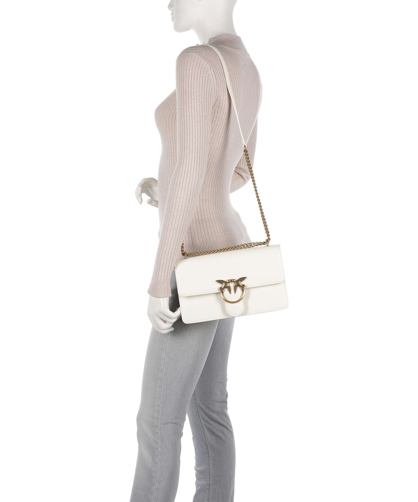 Pinko Love One Classic Shoulder bag bianco seta/antique gold