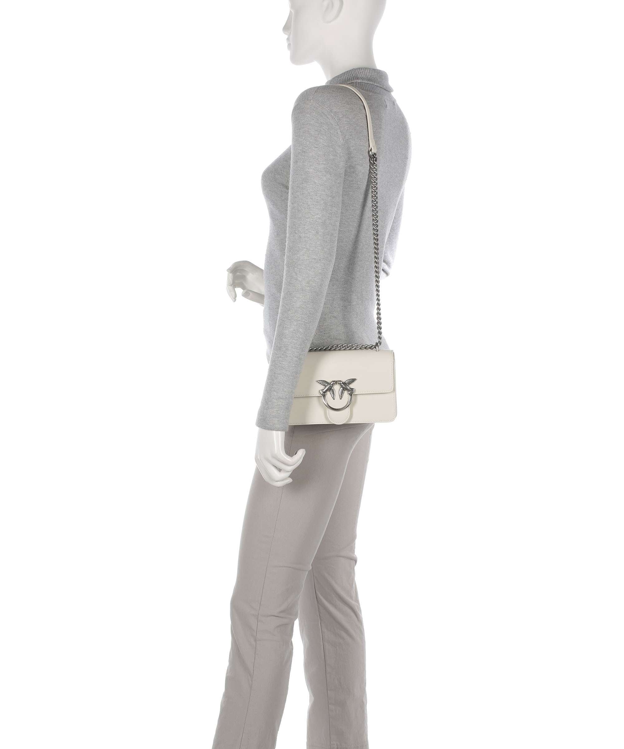 Pinko Love One Mini Shoulder bag bianco seta/old silver
