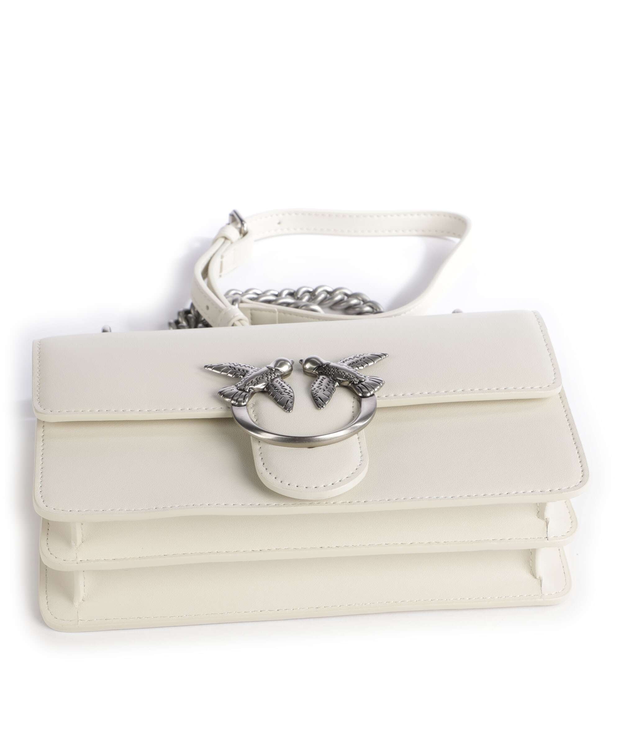 Pinko Love One Mini Shoulder bag bianco seta/old silver