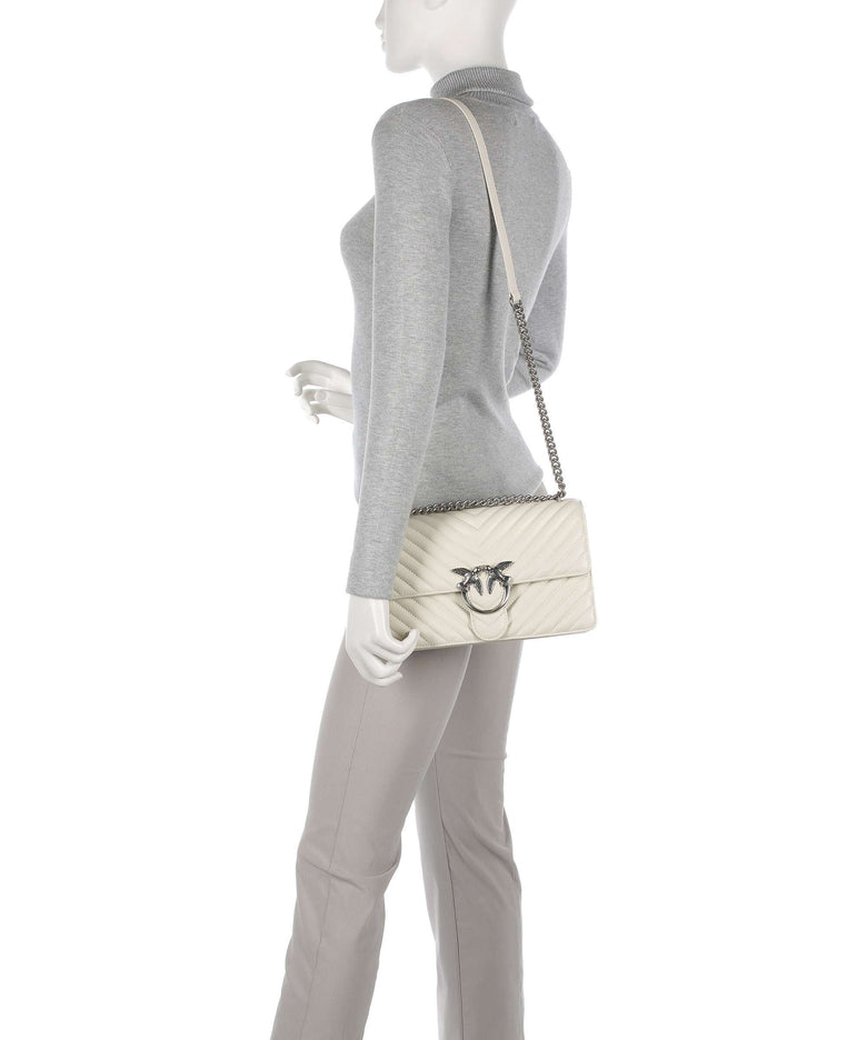 Pinko Love One Classic Shoulder bag bianco seta/old silver