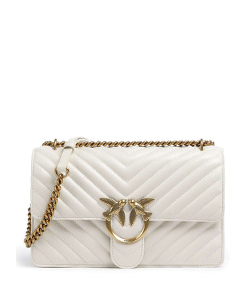 Pinko Love One Classic Taška přes rameno bianco seta/antique gold