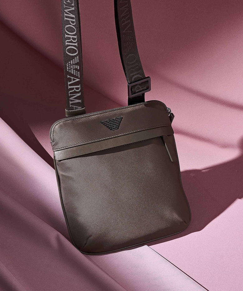 Emporio Armani Recycled Nylon Crossbody bag major brown