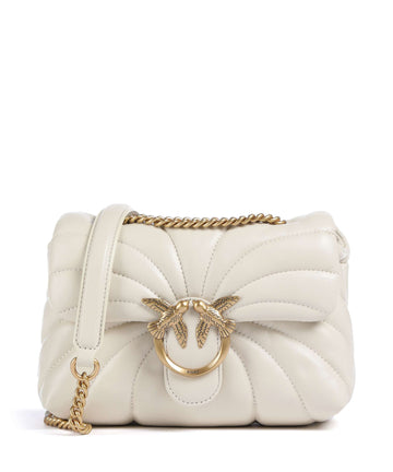 Pinko Love Puff Mini Taška přes rameno bianco seta/antique gold