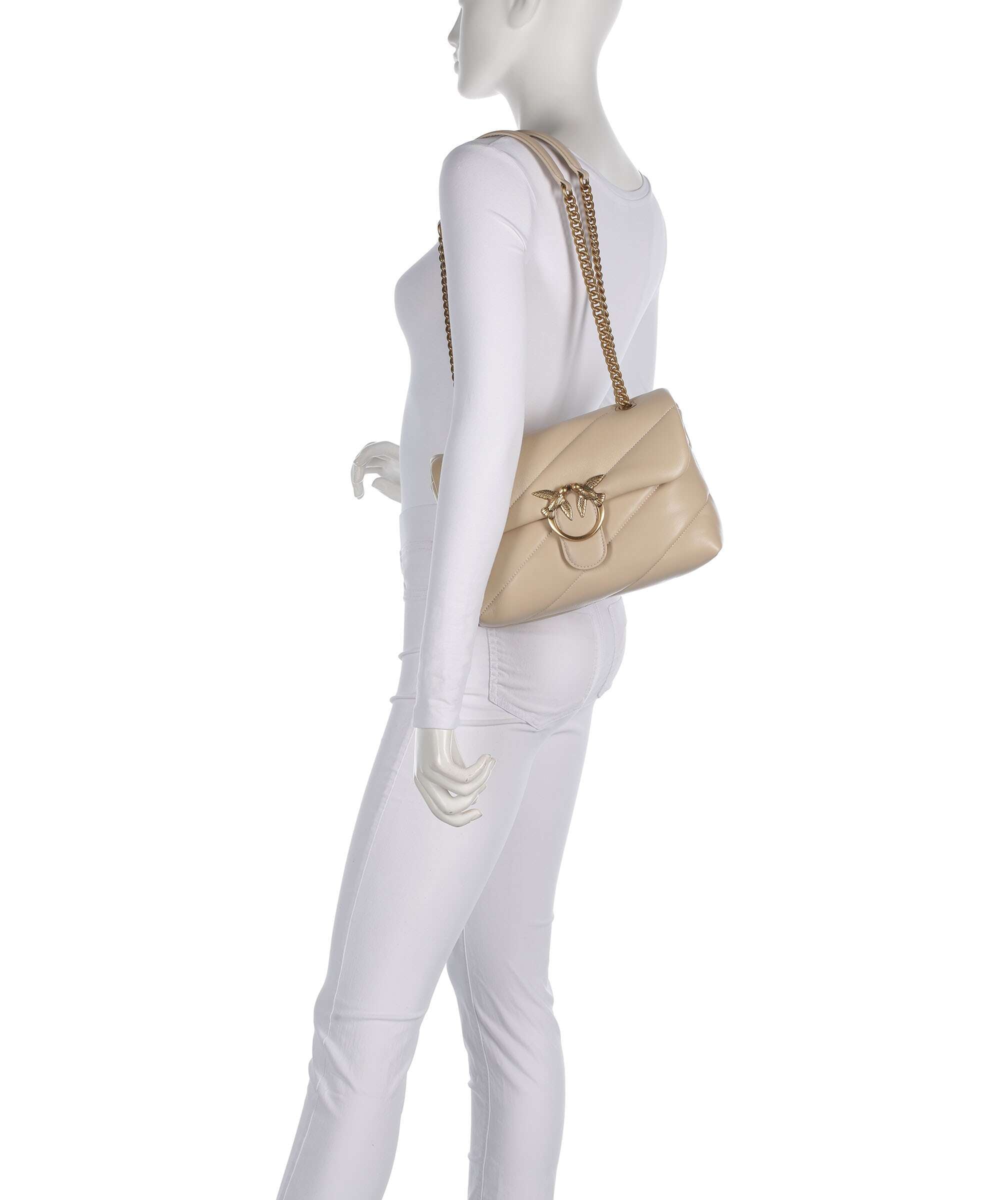 Pinko Love Puff Classic Shoulder bag beige/grigio fumo/antique gold