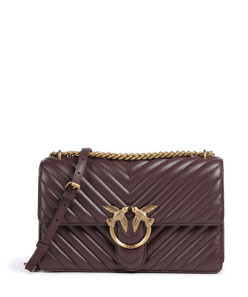 Pinko Love One Classic Taška přes rameno cioccolato amaro/antique gold