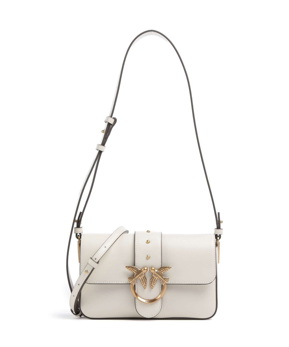 Pinko Love One Mini Slouchy Shoulder bag bianco seta/antique gold