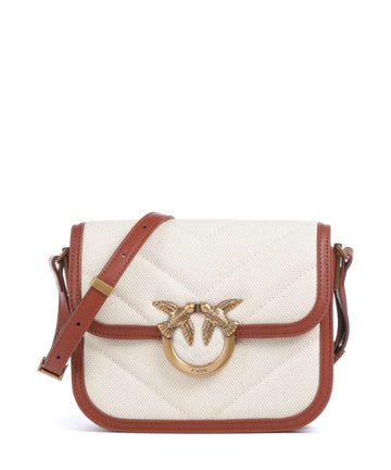 Pinko Love Box Mini Kabelka přes rameno beige/marrone/antique gold