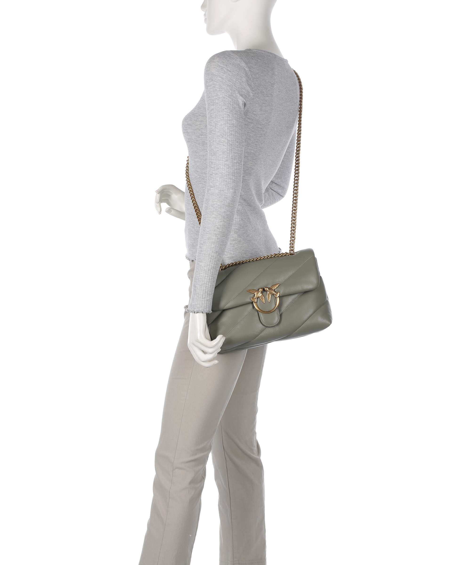 Pinko Love Puff Classic Shoulder bag verde vertiver/antique gold