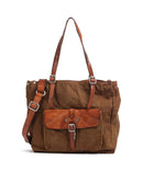 Campomaggi Tote bag verde militare/cognac