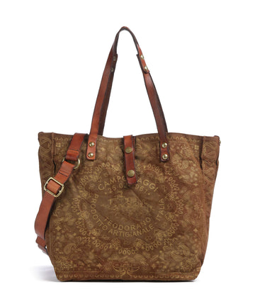 Campomaggi Nákupní taška verde militare/cognac/oro
