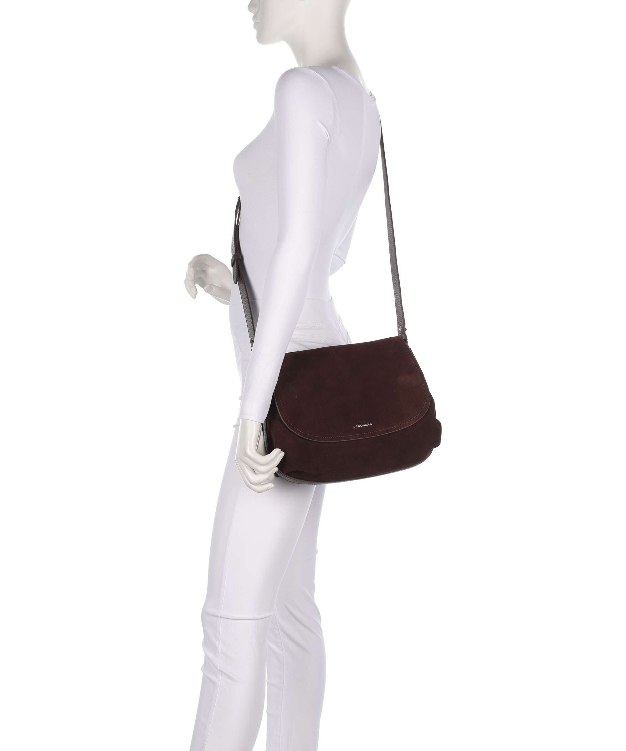 Coccinelle Rebekka Suede Shoulder bag brunette