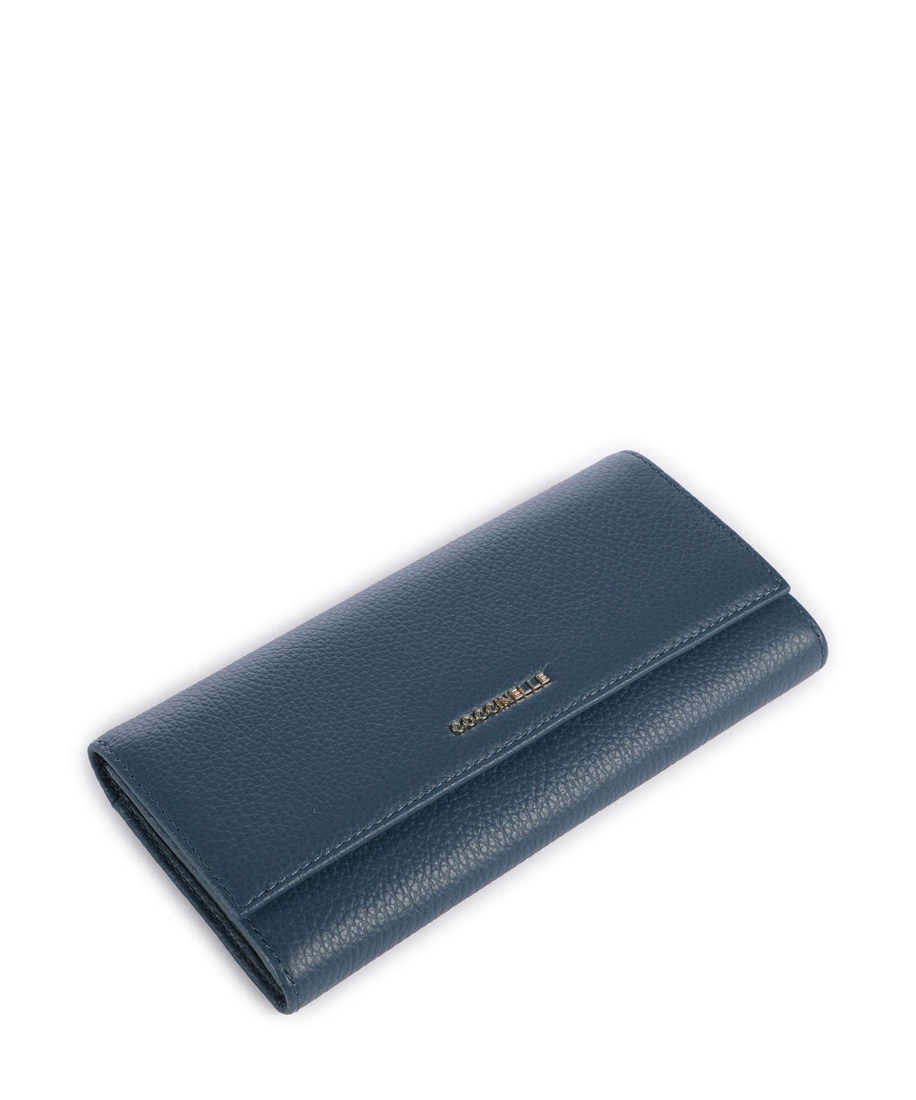 Coccinelle Metallic Soft RFID Wallet deep blue