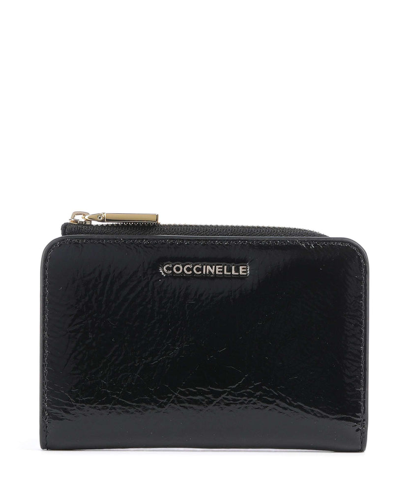 Coccinelle Metallic Shiny Wrinkled Wallet noir