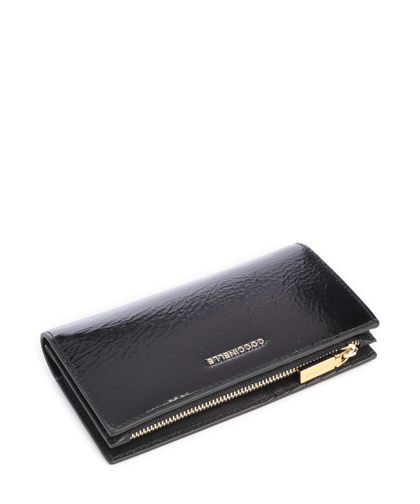 Coccinelle Metallic Shiny Wrinkled Wallet noir