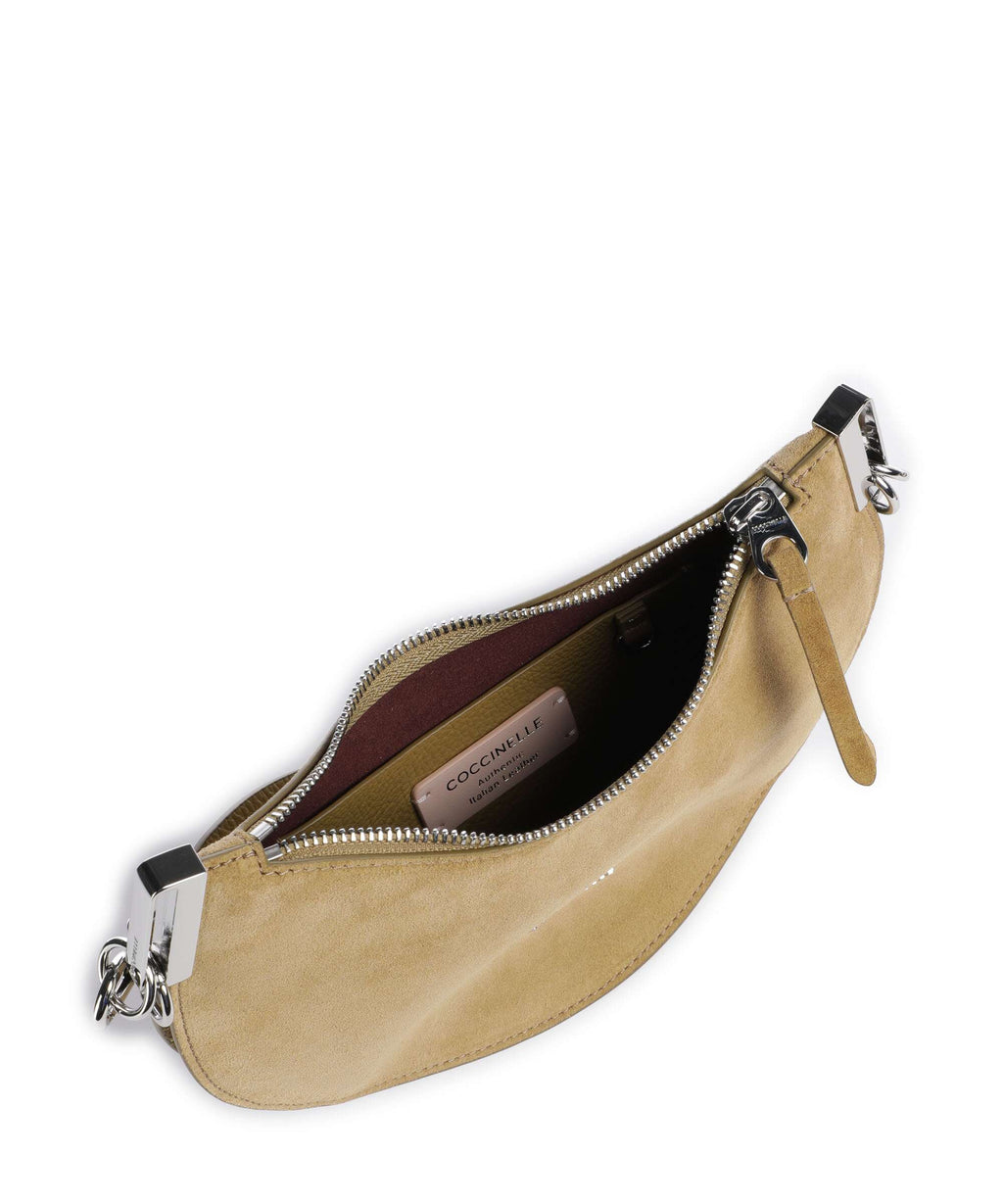 Coccinelle Sunup Suede Shoulder bag seagrass