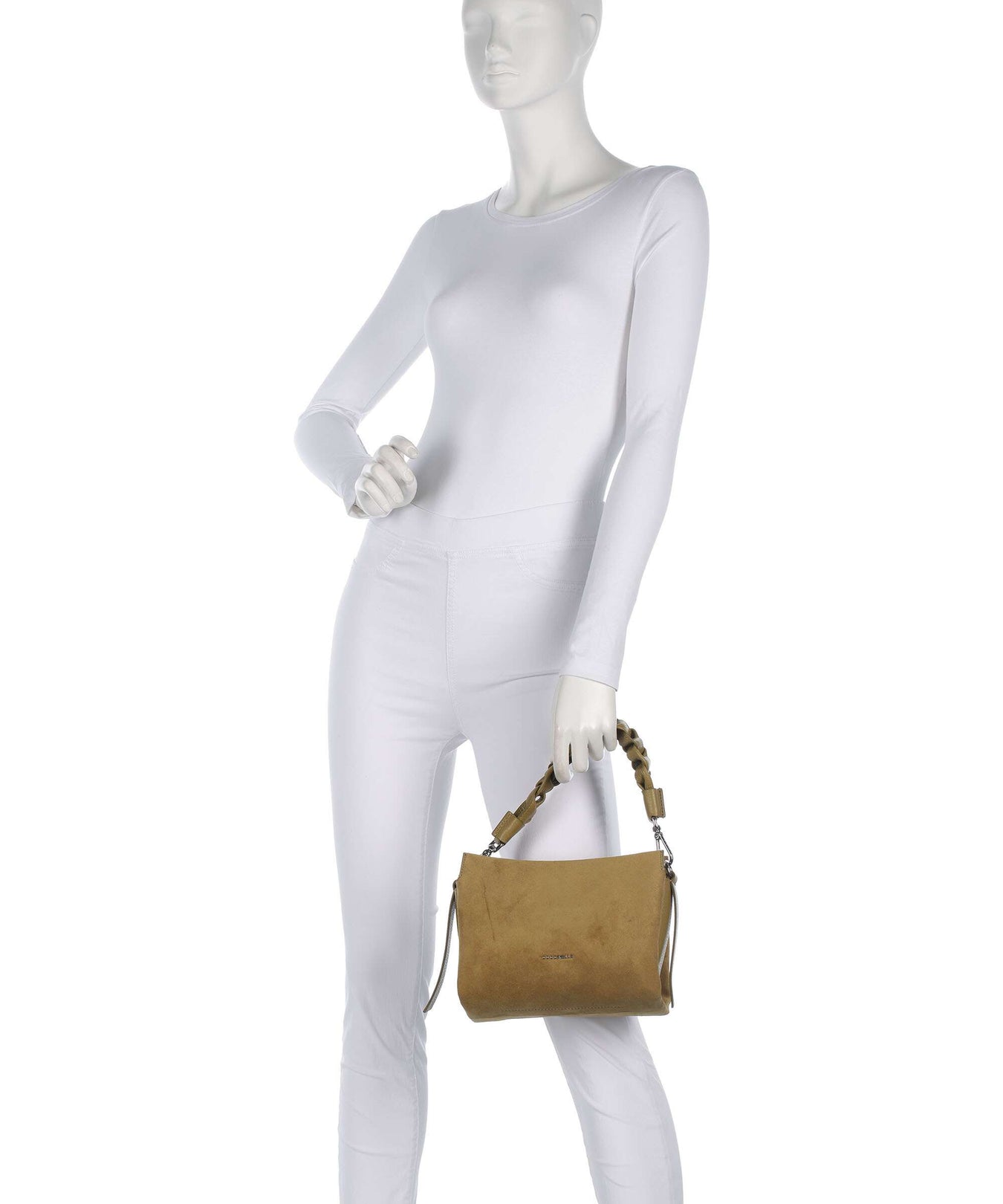 Coccinelle Boheme Suede Handbag seagrass