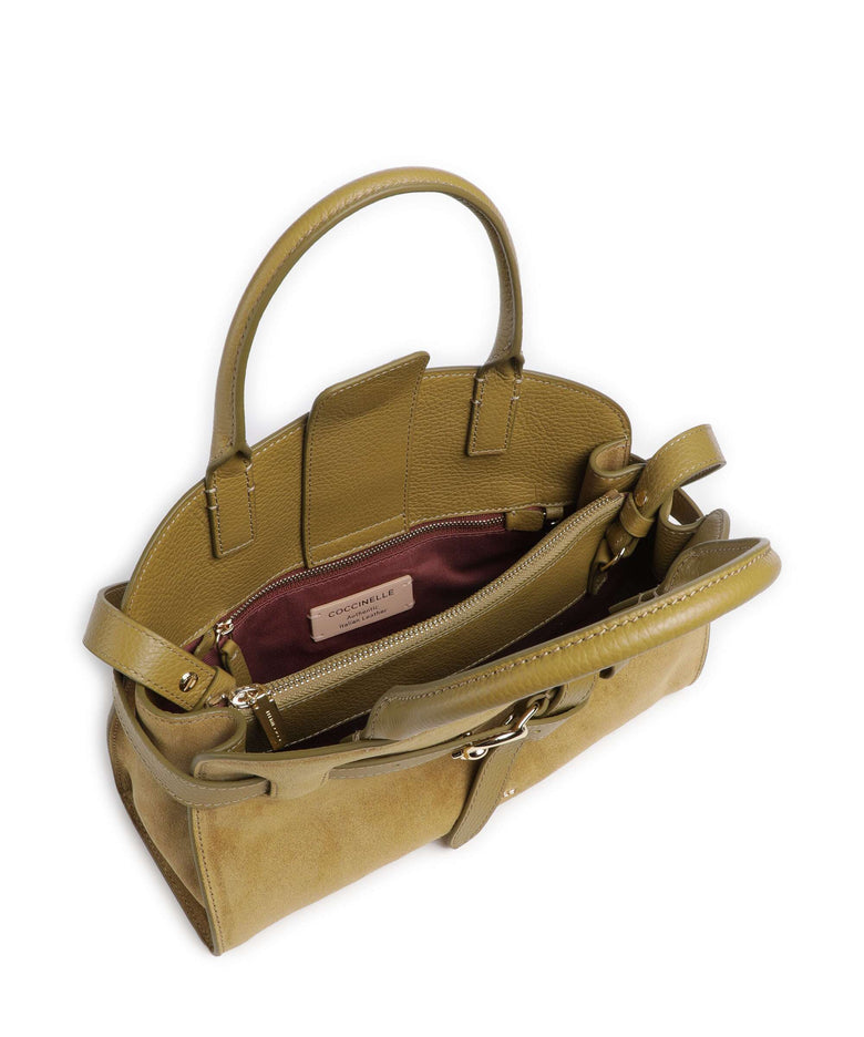 Coccinelle Sabine Suede Handbag seagrass