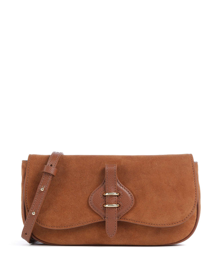 Coccinelle Mavery Suede Crossbody bag cognac