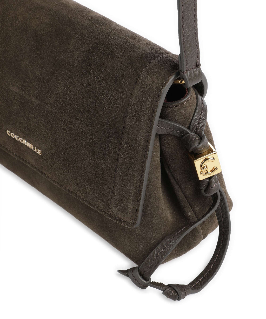 Coccinelle Thess Suede Crossbody bag fango