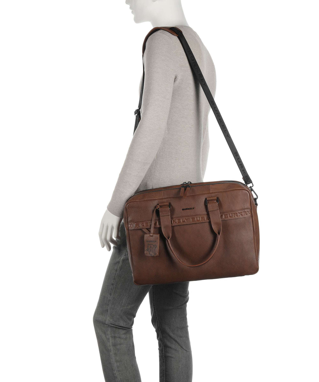 Burkely Minimal Mason Briefcase custom cognac