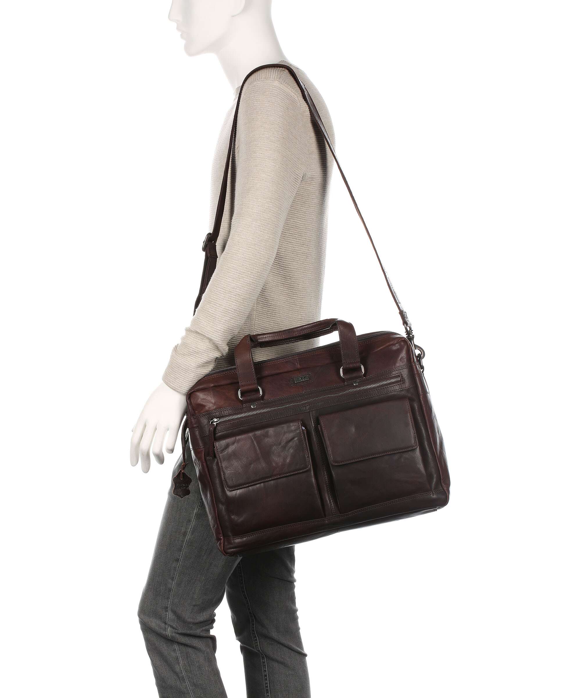 Spikes & Sparrow Bronco Briefcase dark brown