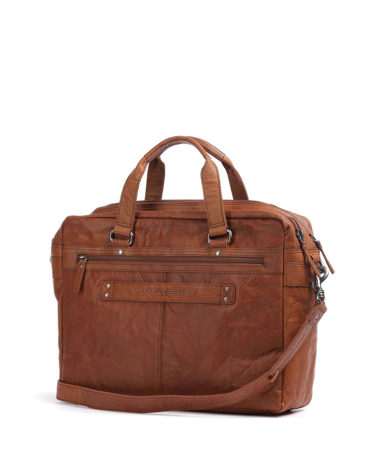 Spikes & Sparrow Bronco Briefcase cognac