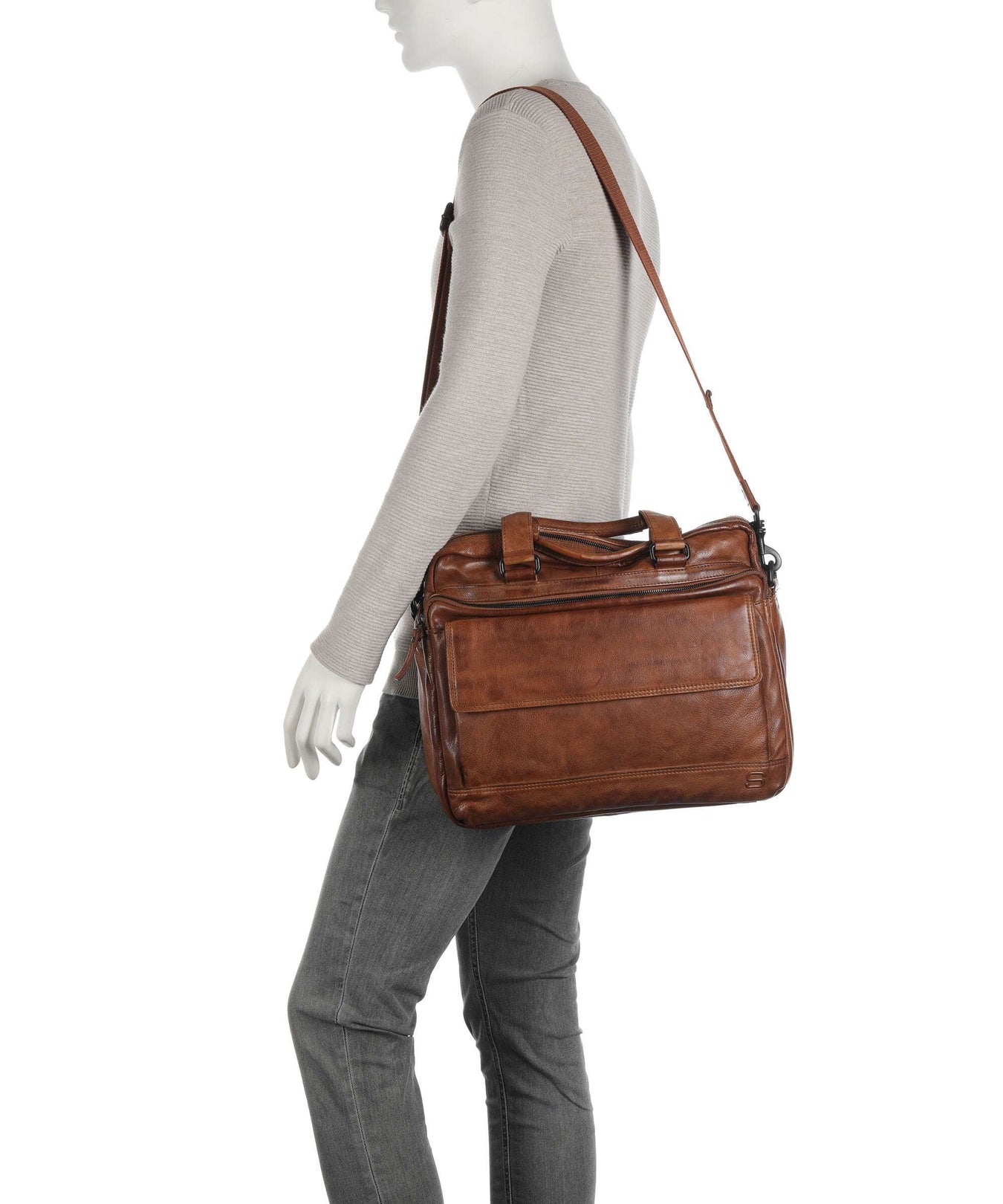 Spikes & Sparrow Apache Briefcase brandy