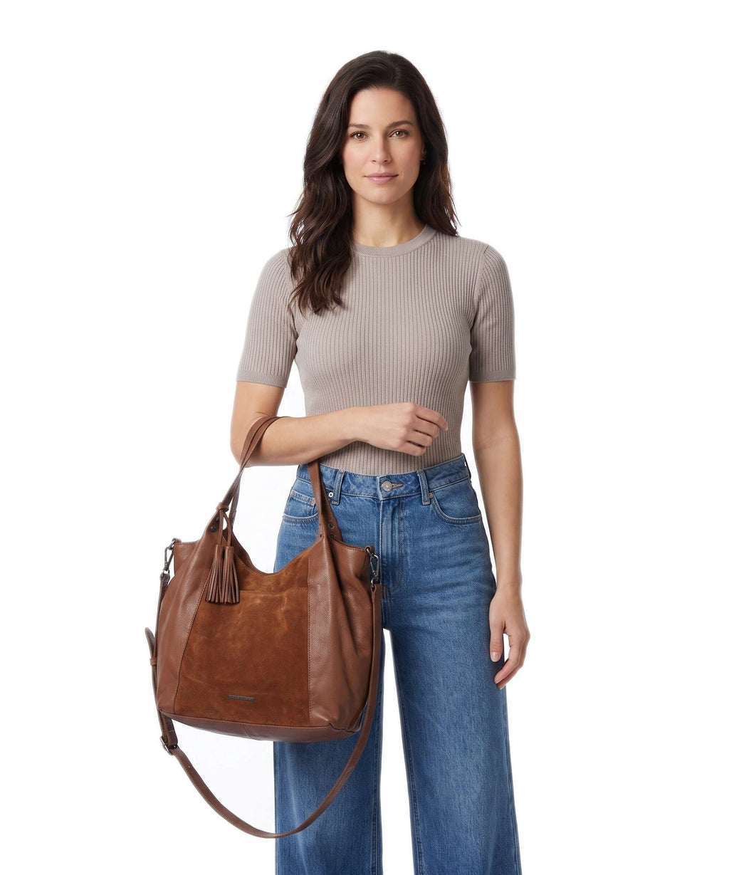 Spikes & Sparrow Suede Mix Ryana Tote bag mocca