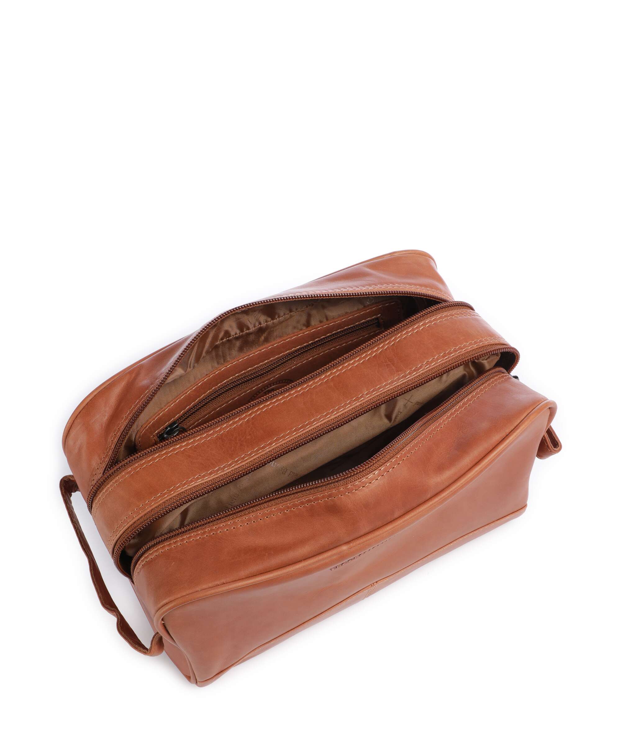 The Chesterfield Brand Cow Wax Pull Up Stacey Toiletry bag cognac