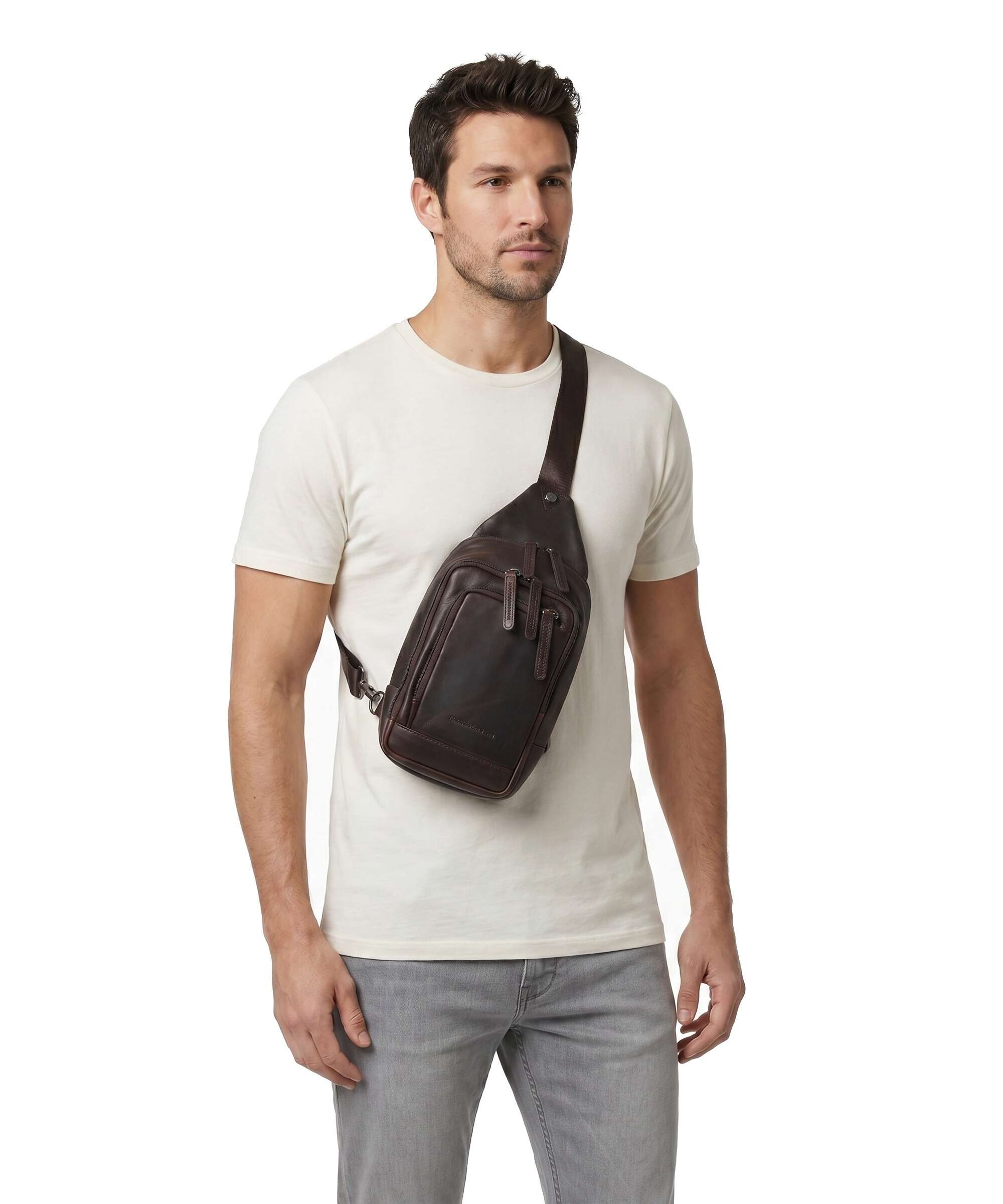 The Chesterfield Brand Cow Wax Pull Up Riga Sling bag brown