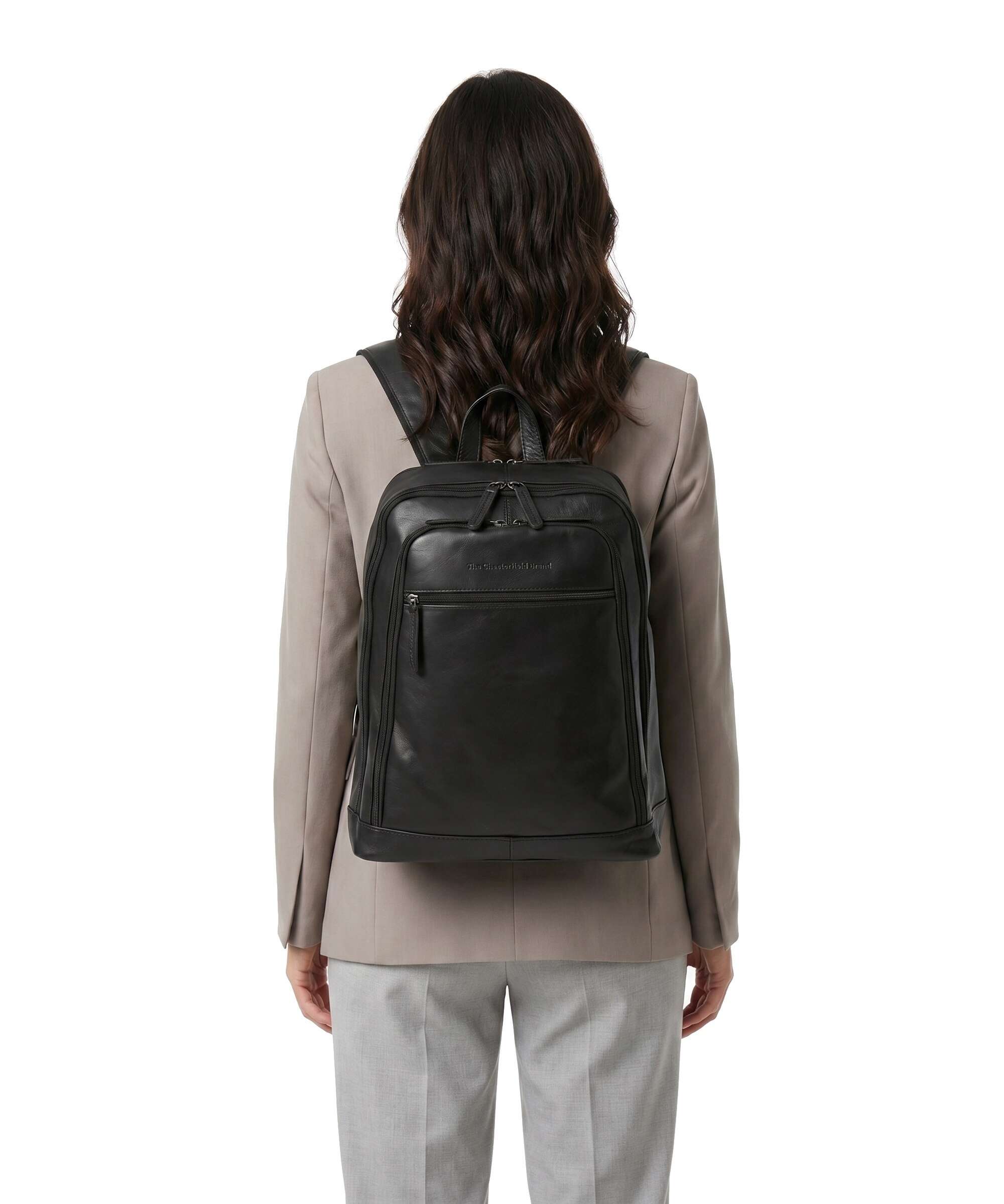 The Chesterfield Brand Cow Wax Pull Up Detroit Backpack black