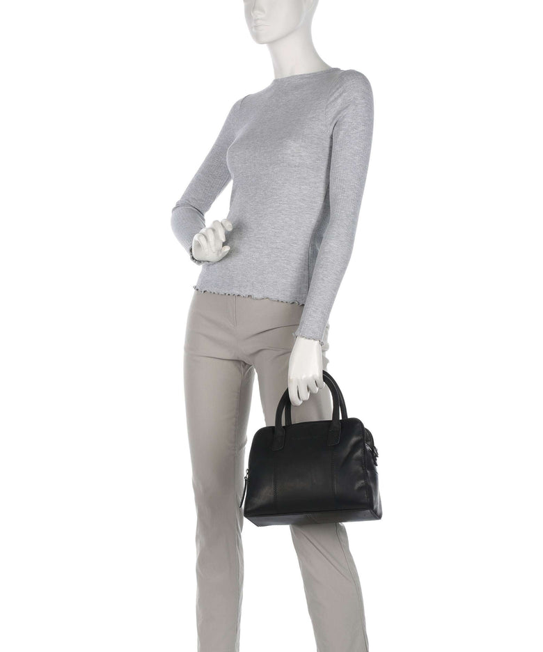 The Chesterfield Brand Cow Wax Pull Up Ezra Handbag black