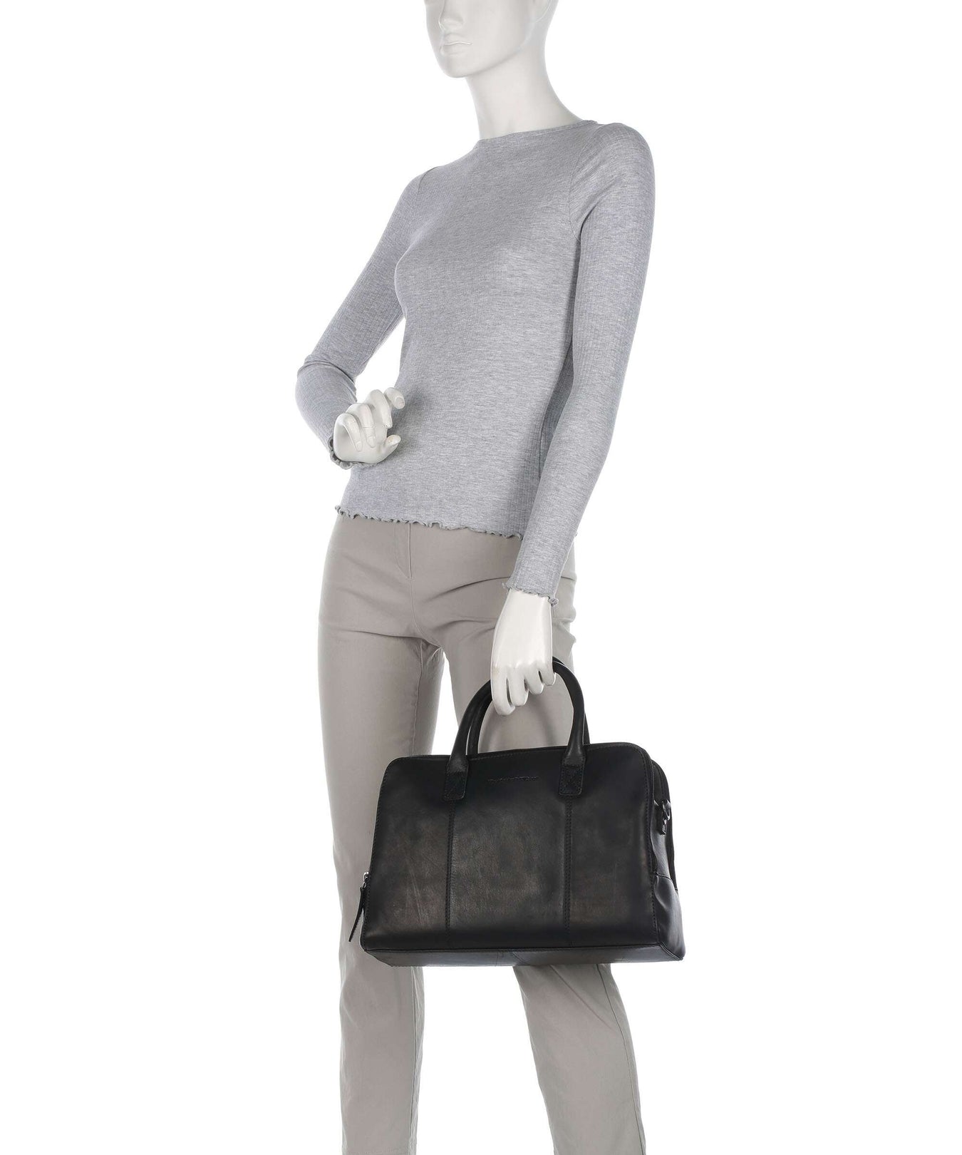 The Chesterfield Brand Cow Wax Pull Up Layton Handbag black