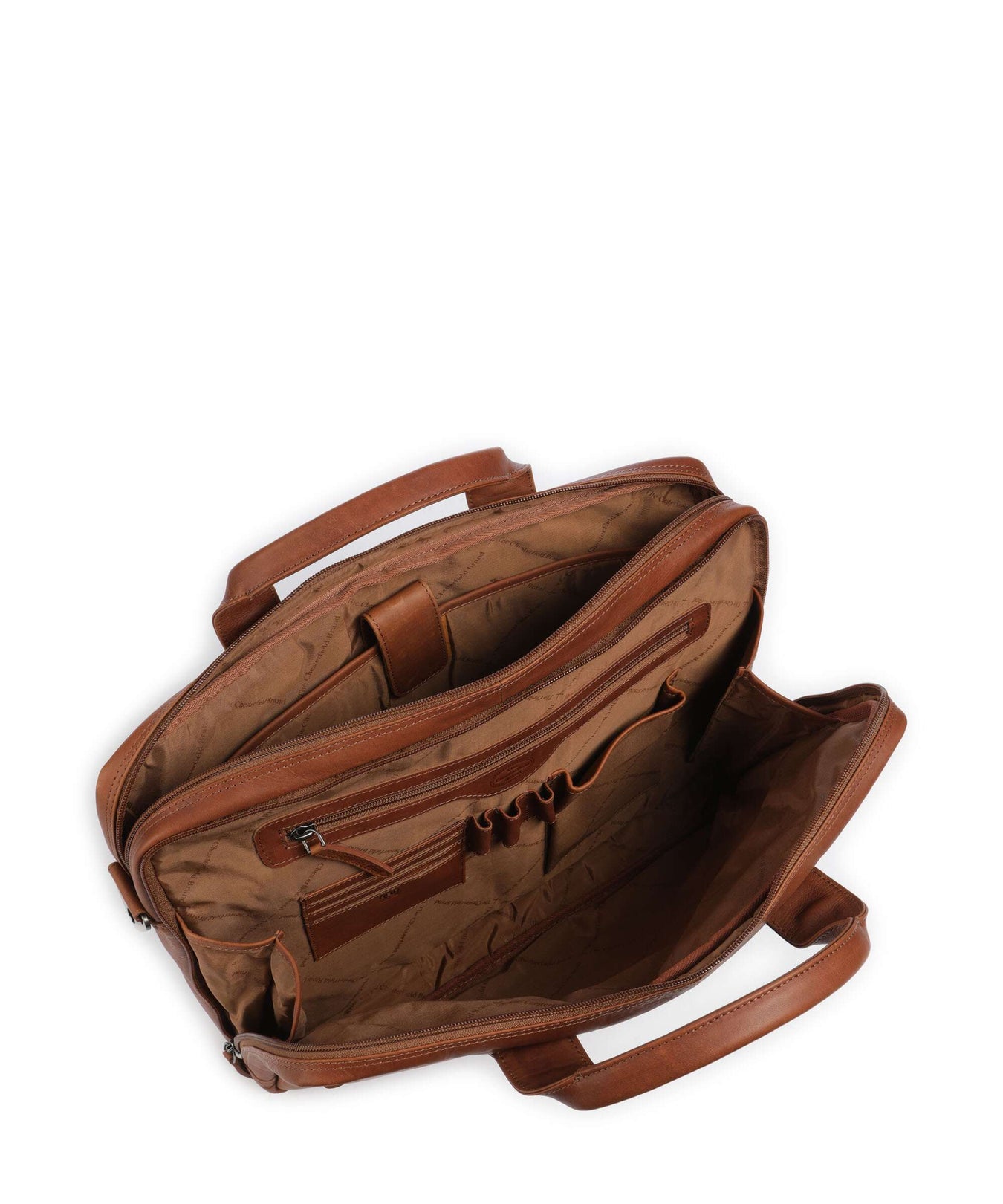 The Chesterfield Brand Cow Wax Pull Up Frazer Briefcase cognac
