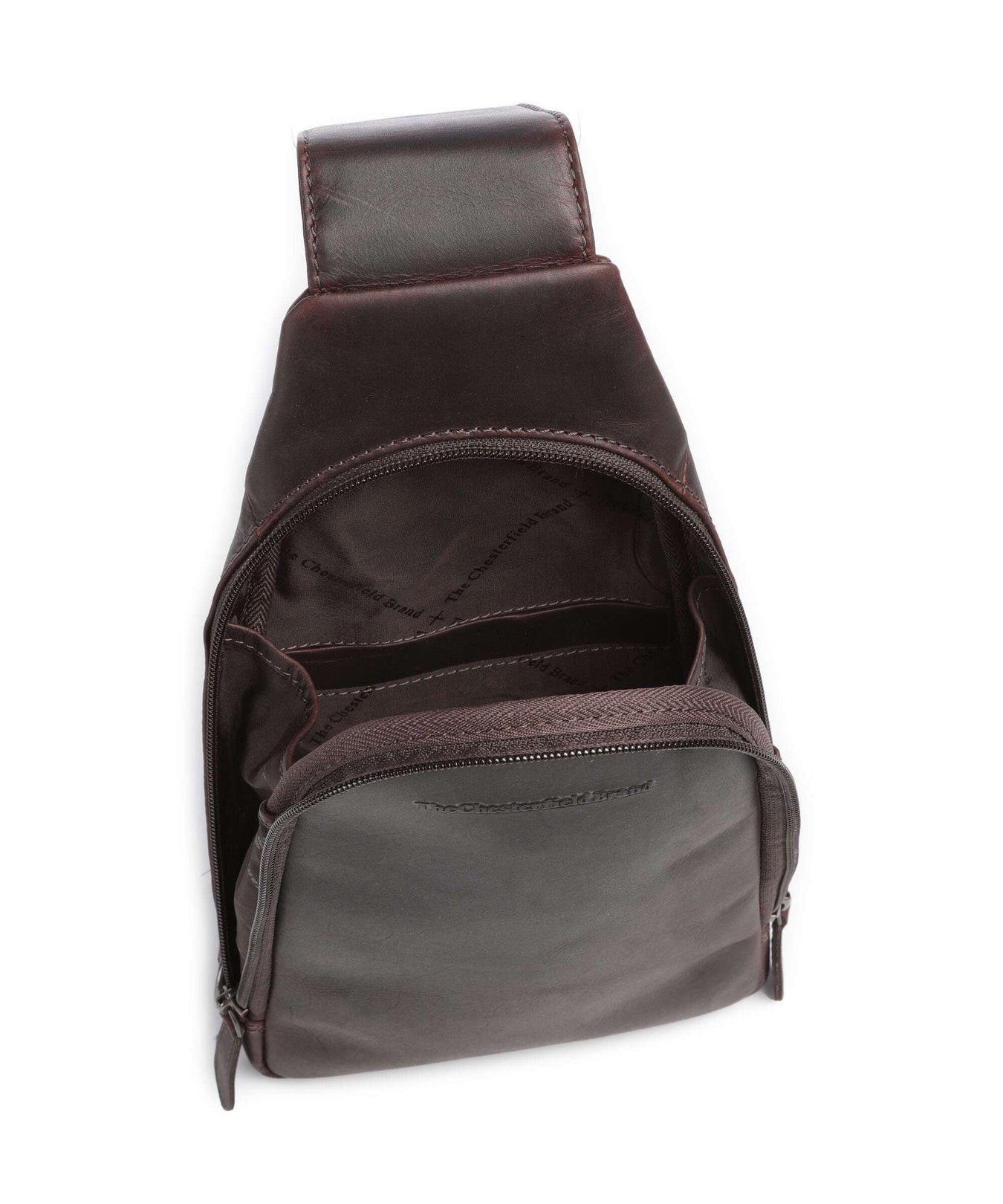 The Chesterfield Brand Wax Pull Up Cow Bowey Sling bag brown
