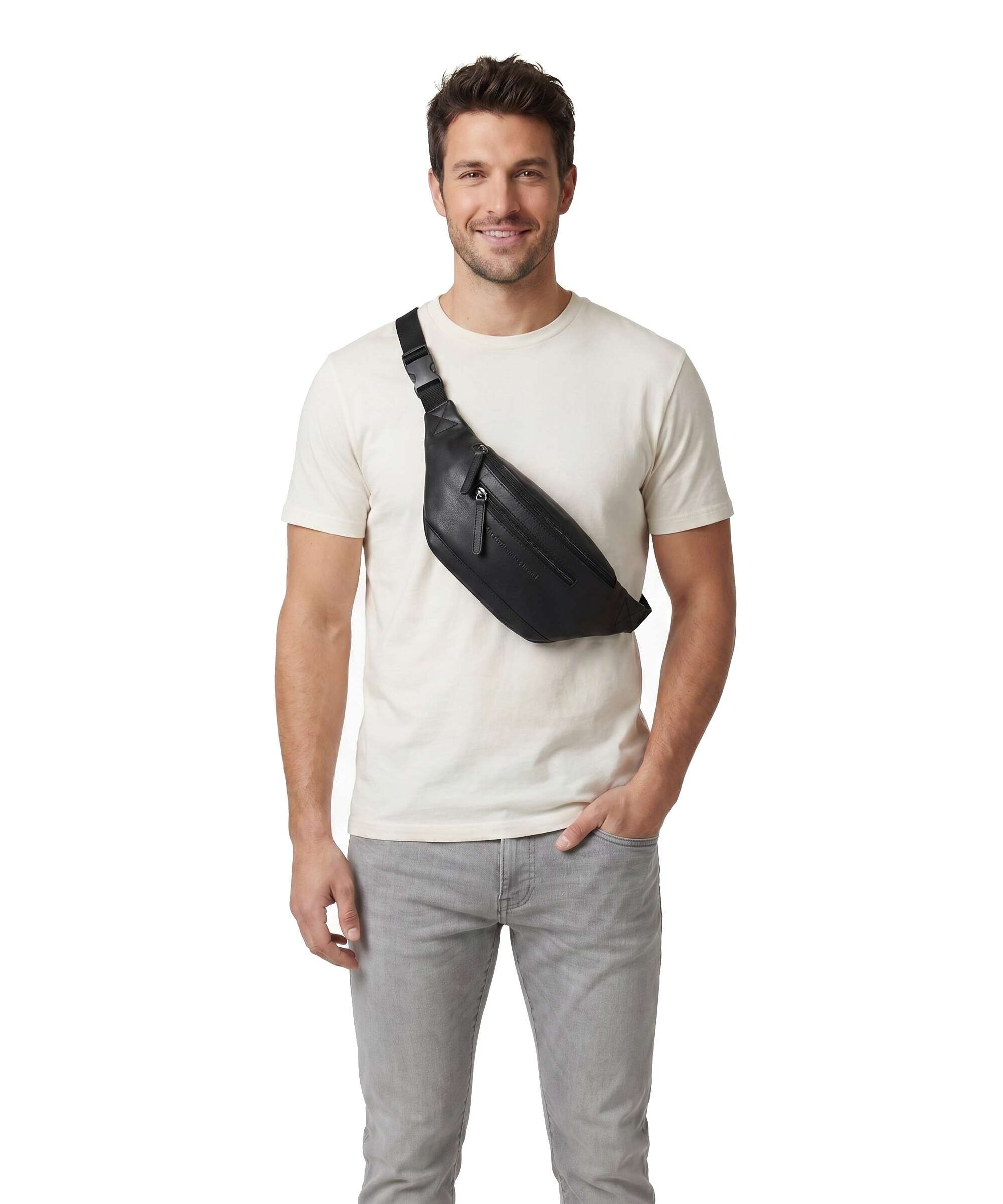 The Chesterfield Brand Wax Pull Up Cow Brana Belt bag black