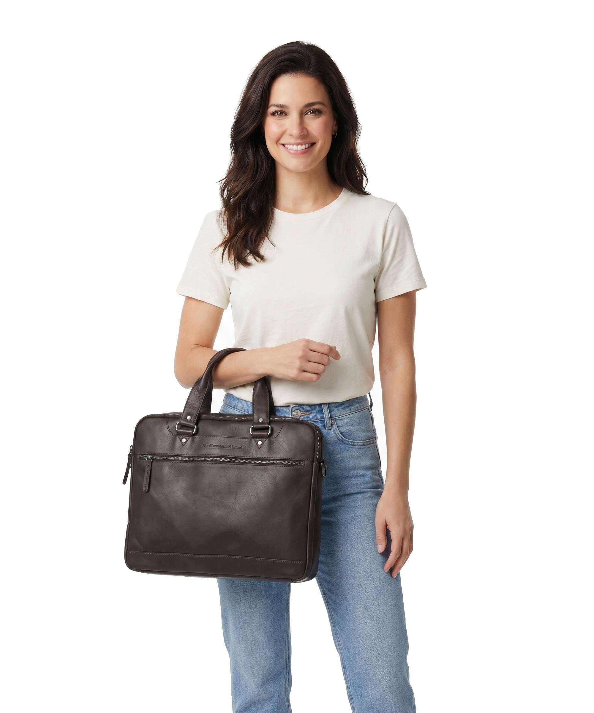 The Chesterfield Brand Wax Pull Up Cow Montara Laptop bag brown