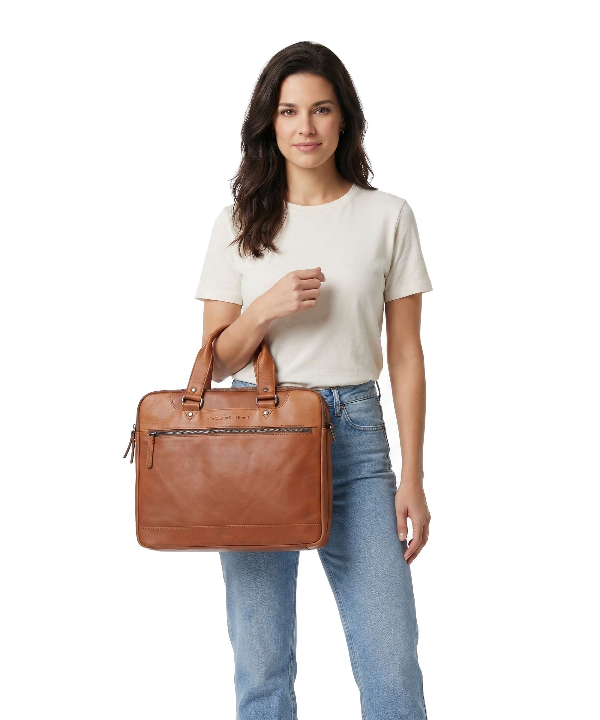 The Chesterfield Brand Wax Pull Up Cow Montara Laptop bag cognac