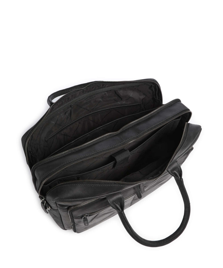 The Chesterfield Brand Wax Pull Up Cow Tacama Laptop bag black