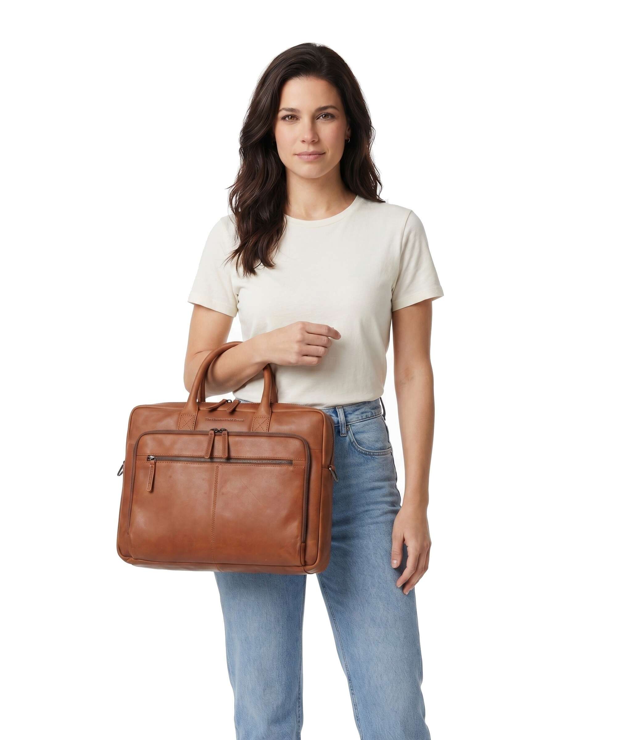 The Chesterfield Brand Wax Pull Up Cow Tacama Laptop bag cognac